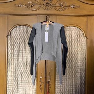 BCBG jersey leather top